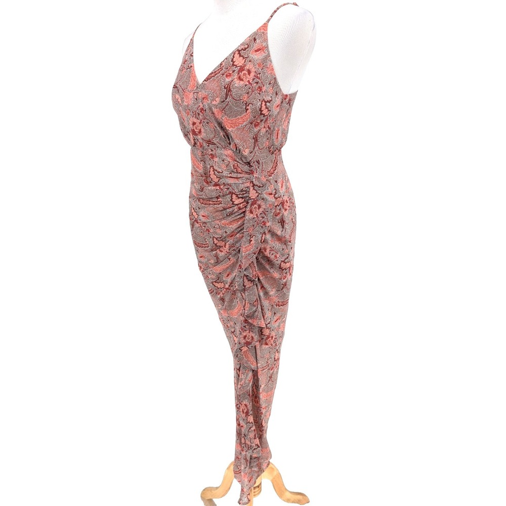 Floret Studios Ruffle Chiffon Midi Dress Teal Coral Floral Small Coquette Fairy‎ - Picture 9 of 16